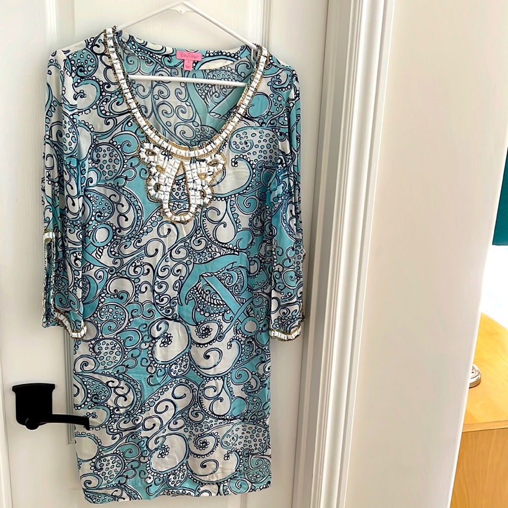 Lilly Pulitzer tunic dress embellished with beads. Size S